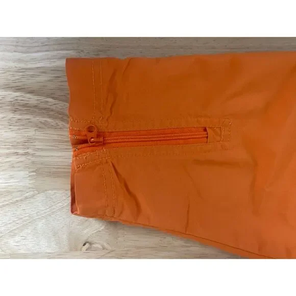 Land's End Men's Size XL Orange Rain Jacket 1/4 Zip Pullover Long Sleeve Pockets